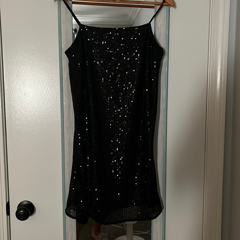 Banana Republic black sequin mini dress NWT